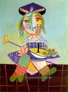 Maya tiene dos años y medio con un barco Cubismo de 1938 Pablo Picasso Pinturas al óleo